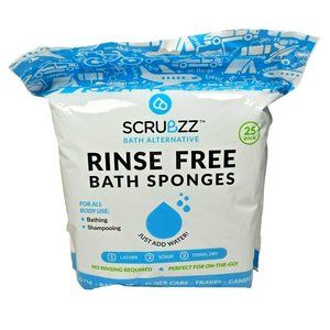 Scrubzz 25-Pack Disposable No Rinse Bathing Wipes - All-In-1 Single Use Shower